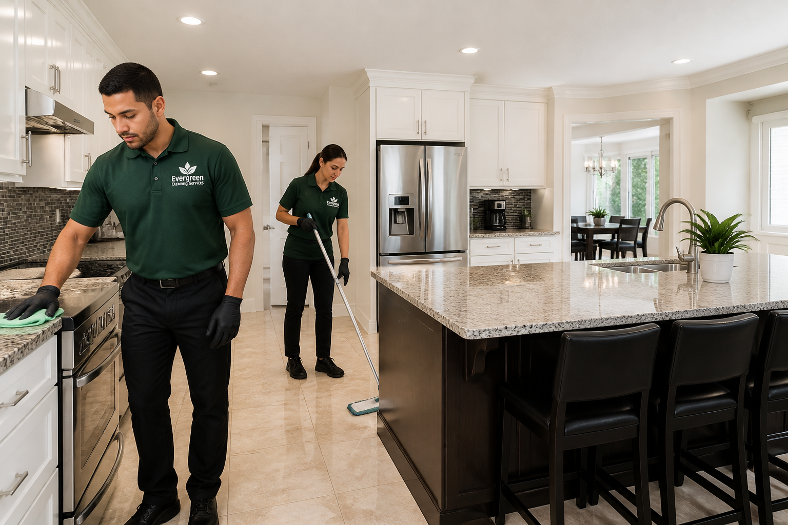 RDL crew cleaning a residential kitchen